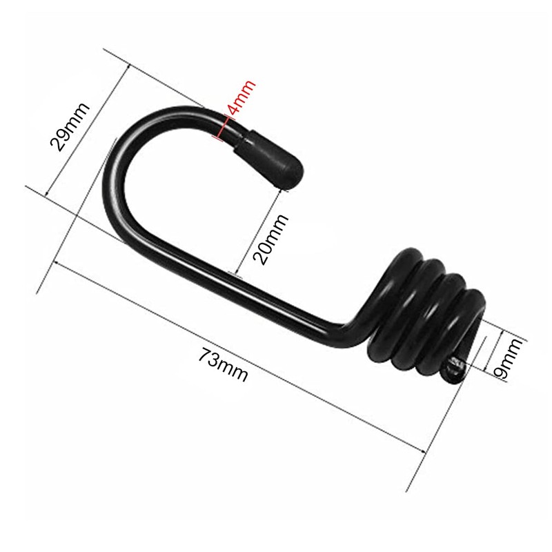 SyiXute 12 Pcs Black Shock Cord Hook 10 X 8