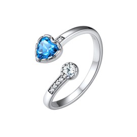 Silvora December Birthstone Ring - 925 Sterling Silver, 5mm Heart-Shaped Birthstone with 3mm CZ, Adjustable Open Band for Women