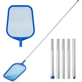 Pool Skimmer - Pool Skimmer Net with 5 Section Adjustable Telescopic Aluminum Pole, 23''- 60'', Pool Net Skimmer Rake with Ultra Fine Mesh , Pool Leaf Skimmer for Swimming Pools, Spas, Hot Tubs