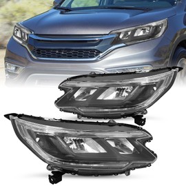 TUSDAR Headlight Assembly Set for 2015 2016 Honda CRV OEM Headlamp Black Housing with Amber Reflector (L+R)