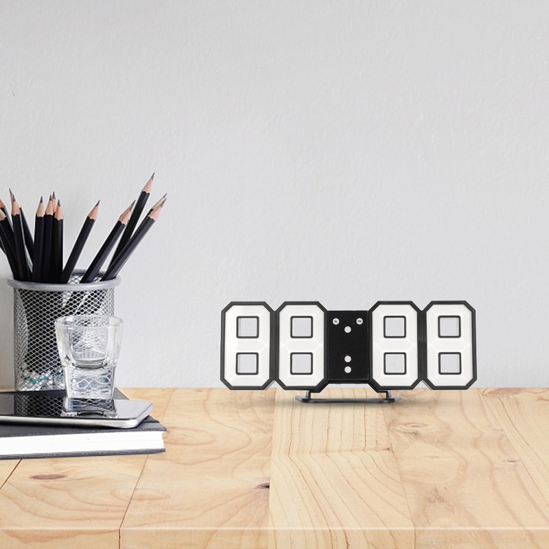 3D LED Digital Desktop Clock Dimmable Snooze Time Memory 12