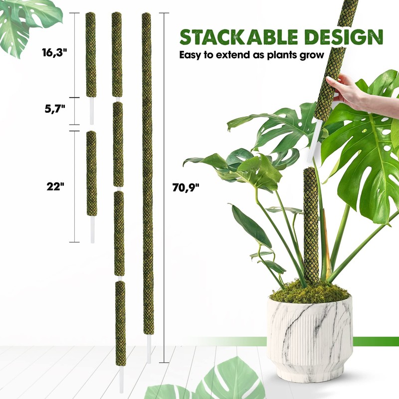 DUSPRO Stackable Mesh Moss Pole for Plants Monstera Potted Plant