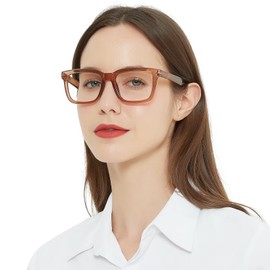 WEMOOTANTS High Magnification Power Reading Glasses 4.0 for Women Square Readers 100 125 150 175 200 225 250 275 300 350 400 500 600 (Crystal Brown 4.00)
