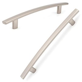 KOOFIZO Curved Bar Cabinet Pull - Brushed Nickel Furniture Arch Handle, 5 Inch/128mm Screw Spacing, 10-Pack for Kitchen Cupboard Door, Bedroom Dresser Drawer, Bathroom Wardrobe Hardware