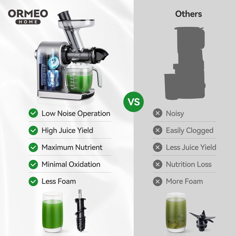 Juicer Machines,ORMEO HOME Cold Press Juicer with 3.60"Large Feed Chute
