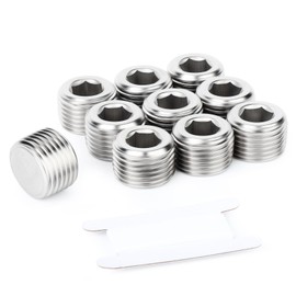TAISHER 10 Pcs 304 Stainless Steel Internal Hex Thread Socket Pipe Plug Fitting 1/2" BSP Male, for Water Oill Air Gas
