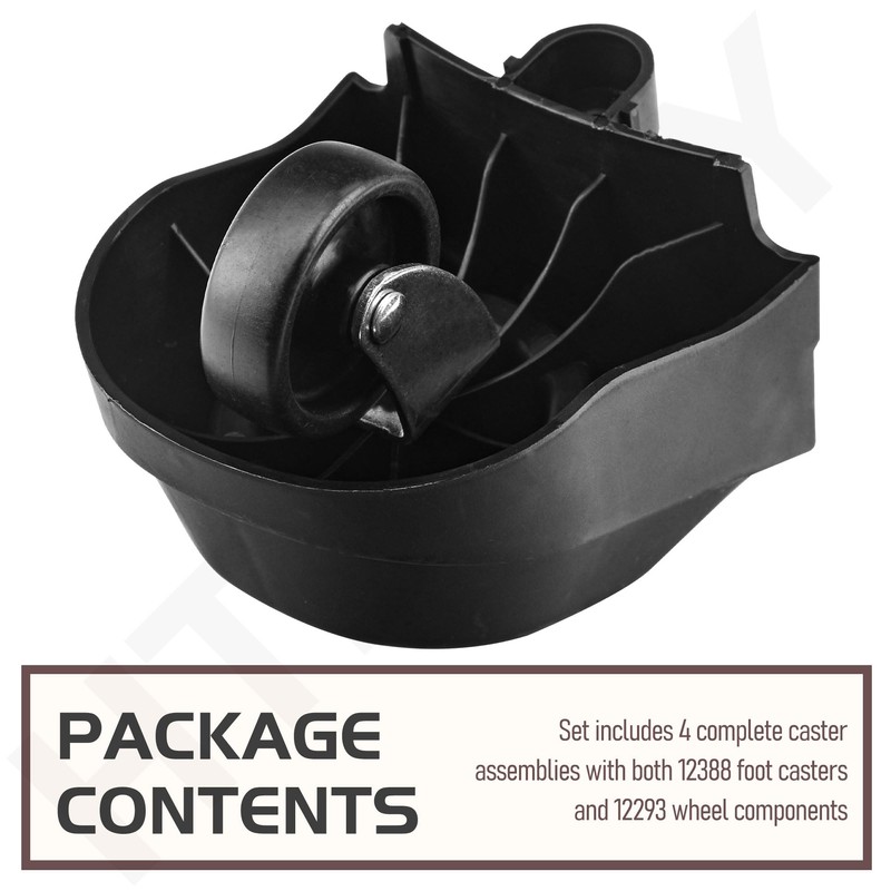 4-Pack 12388 Foot & 12293 Wheel Vacuum Caster Replacement Kit