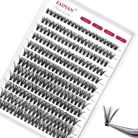 FADVAN Cluster Eyelash Extensions 280 Pieces Curl D Eyelashes Individual False Eyelashes Professional Natural Bouquet Cluster Eyelashes for DIY (30D-0.07D, Blend 8-16mm)