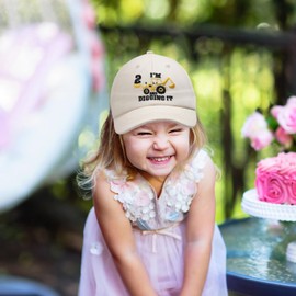 Peninpha Birthday Boy Girls 2nd Birthday Excavator Construction Vehicle Baseball Cap