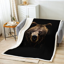 Bear Throw Blanket 3D Abstract Animal Double Sides Print Fleece Blanket for Couch Chairs Bed Western Jungle Wildlife Decor Fuzzy Bed Blanket for Kids Teens Adults 40x50