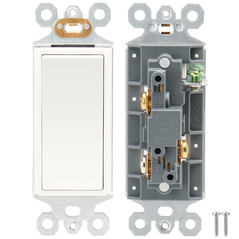 Baomain 6-Pack Light Switch,3-Way Paddle Rocker, 15A 120V/277V, Decora Style