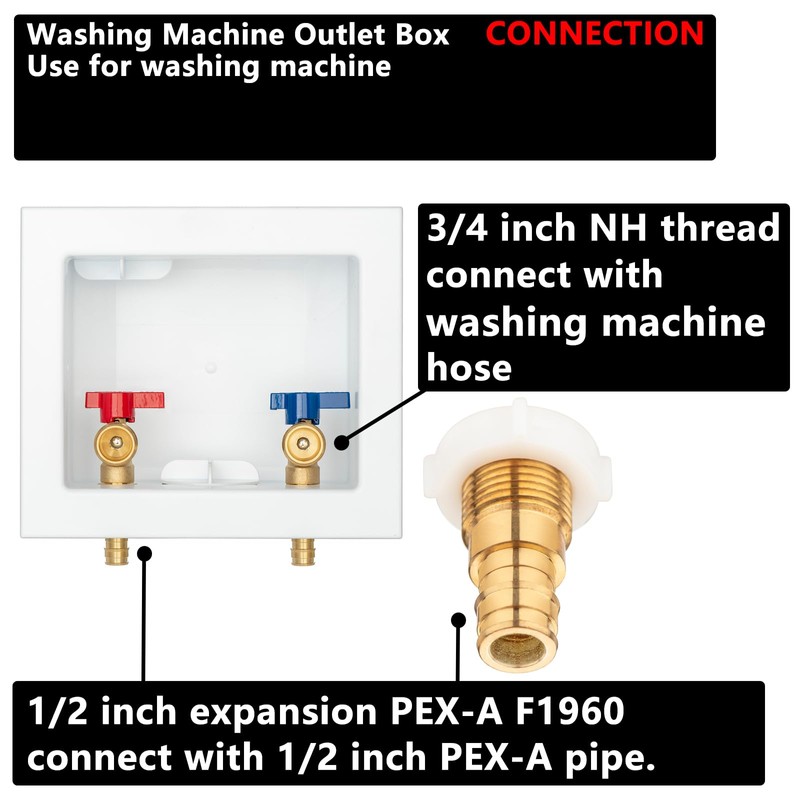 (1 Pack) Lidertik Washing Machine Outlet Box Expansion PEX-A, Inlet