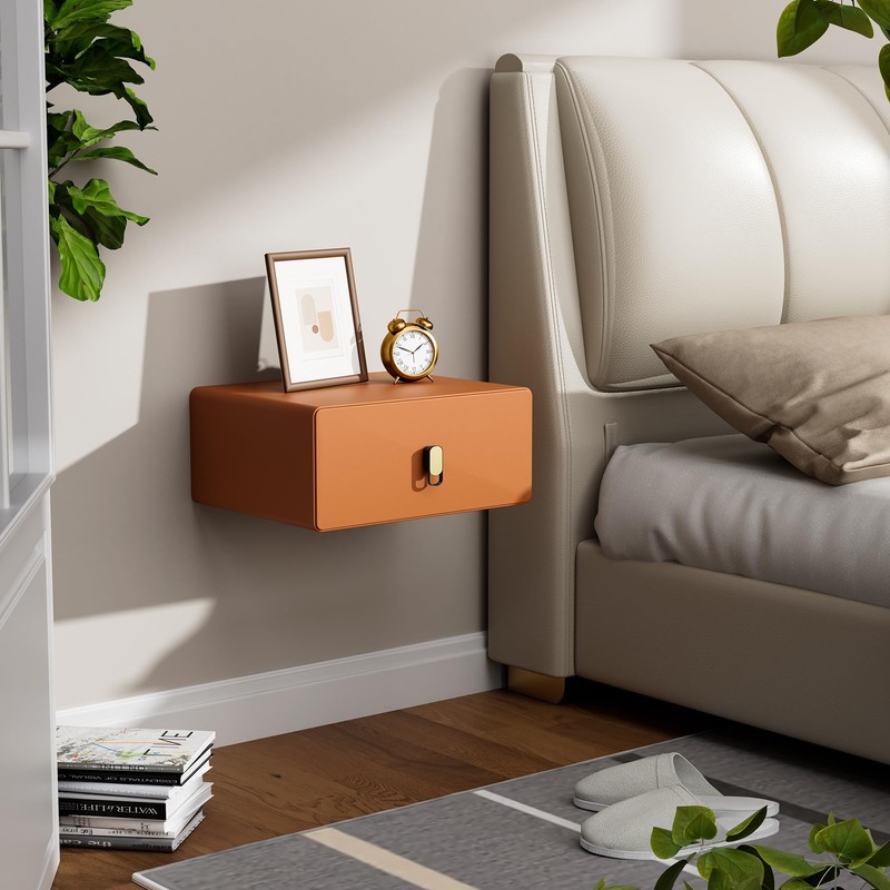 VICITON Modern Floating Nightstand with Solid Wood Drawer, Wall Mounted
