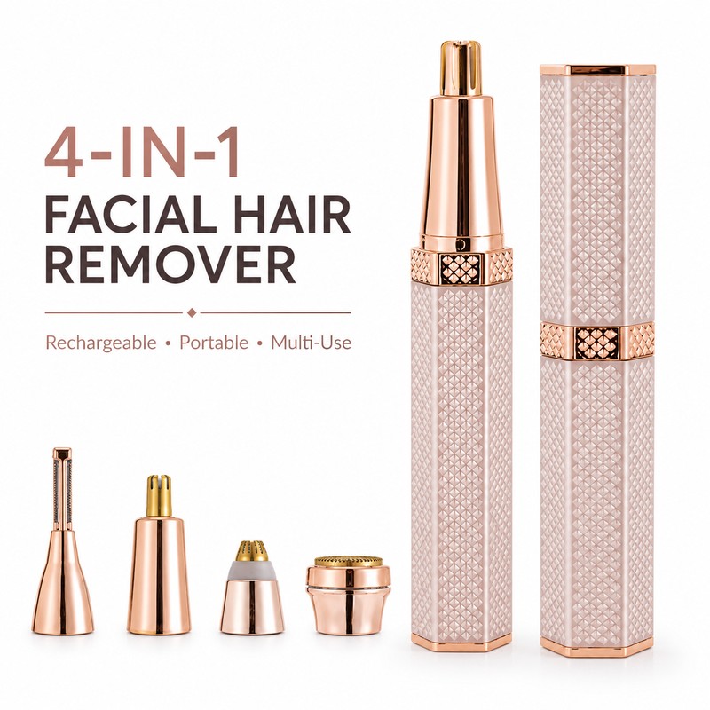 4-in-1 Electric Facial Shaver for Women – Rechargeable Hair Remover