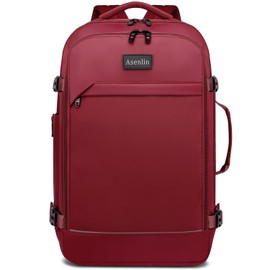 Asenlin 40L Travel Backpack for Women Men,Fit 17.3 Inch Laptop Backpack Flight Approved Luggage Carry On Water Resistant for Weekender Overnight Large Daypack Red