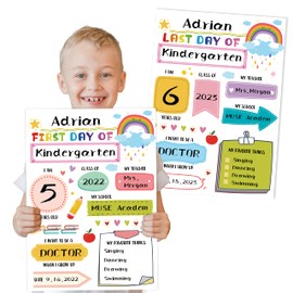 BeYumi 12 Packs First and Last Day of School Board Signs, 13.8" x 9.8" My 1st Day of School Cardstock Paper Signs Photo Prop Back to School Supplies for Kids Preschool Kindergarten