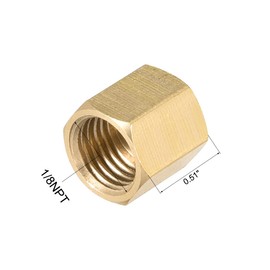 uxcell 1/8NPT Pipe Fitting Valve Cap, Brass Hex Female Thread Hose Connector, for Garden and Outdoor Water Pipes Nozzle Joints, 4Pcs