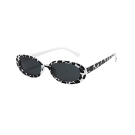 LIFKOME Trendy Cow Pattern Sunglasses for Women and Girls, Oval Dotted Mirrored Glasses in Small Frame, Ideal for and Fashionable Accents in Everyday Life, As Shown