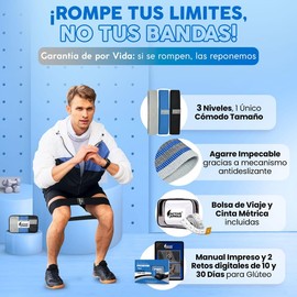 Bandas de Resistencia para Ejercicio | Kit 3 Ligas de Resistencia Elásticas de Tela | Fuerza, Fisio, Yoga, Crossfit, Gym | Glúteo, Piernas, Cadera | B