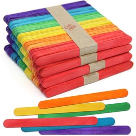 200 Sticks, Multi Color Popsicle Sticks 4.5 Inch Wood Craft Sticks STEM Supply, Kids Crafts by CraftySticks