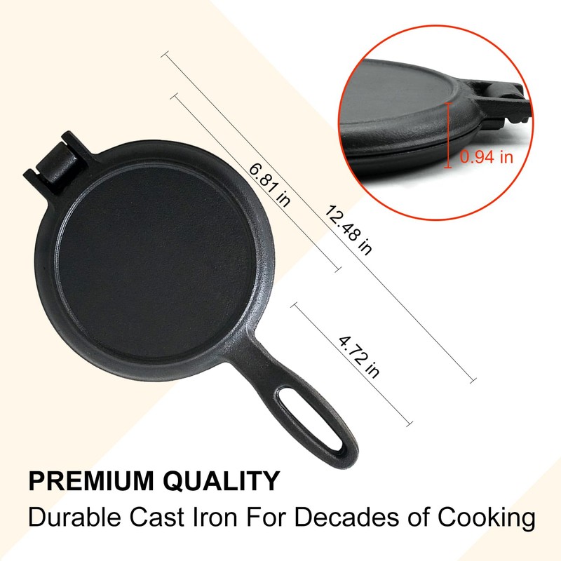 7 Inch Round Cast Iron Waffle Iron Plant oil care