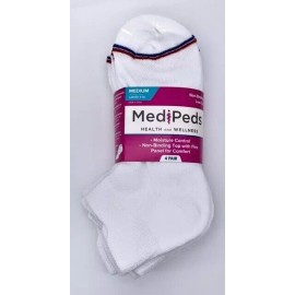 MediPeds Women's White Low Cut Socks 4 Pairs