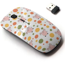 2.4G Wireless Mouse with Cute Pattern Design for All Laptops and Desktops with Nano Receiver - Flat Cute Guinea