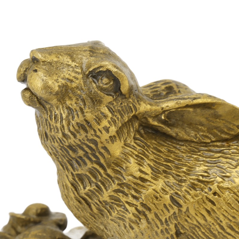 Bunny Statue Sturdy Brass Retro Look Fine Details Stable Durable