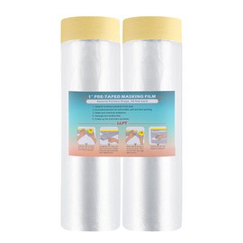 LLPT Tape and Drape Pre-Taped Masking Film | Versatile Painter's Plastic Dust Sheets for Auto Wall Furniture Painting and Spraying Protection (MFTW1502) | 150cm(Unfolded) x 20m | 2 Pack