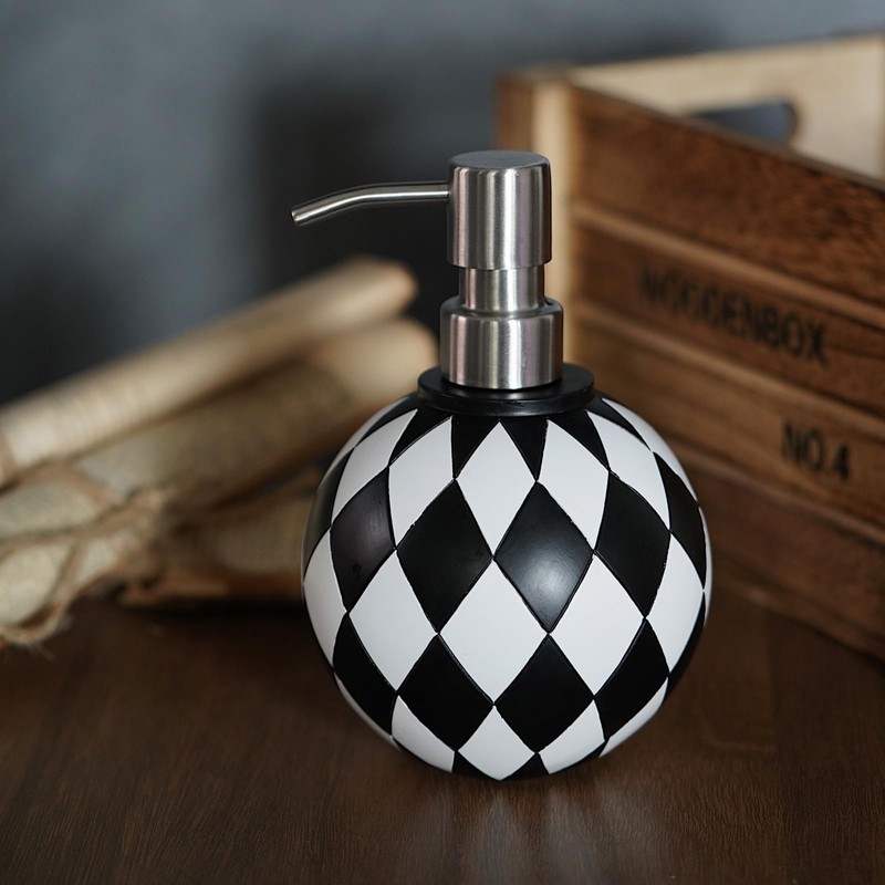 Black and White Soap Dispenser with Rust Proof Pump, Refillable