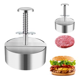 Stainless Steel Burger Press, Adjustable Hamburger Patty Maker, Meat Patty Making Mold, Burger Shaper for BBQ Barbecue, Homemade Burger, Burger Ring Mold, Beef Patty Smasher, Sausage Patty Press
