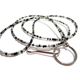 ATLanyards Black, Gray, Silver Mix Seed Bead Lanyard - SM55