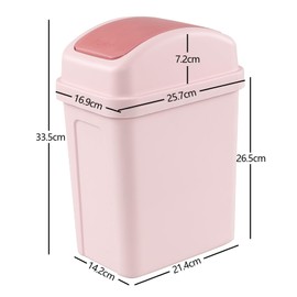 Ikando 7 L Small Swing Lid Trash Bin, Dustbin Paper Trash Bin, 1 Pack, Pink