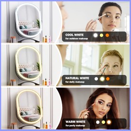 Gvnkvn Vanity Mirror with Lights, 10.6"x15" Lighted Makeup Mirror Oval Mirror,LED Makeup Mirror with 3 Color Modes Table Mirror,Light Up Mirror with Touch Control,360 Adjustable