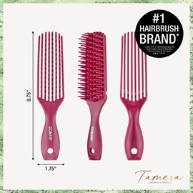 Tamera Mowry Housley by Conair Flexible Detangling Brush for Textured Hair, Wide-Spaced Bristles, Gentle Detangling & Even Product Distribution, Curly & Coily Hair, Pink Hairbrush