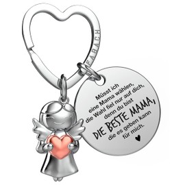 FABACH Best Mum Keyring Guardian Angel Lucky Charm with Heart and Engraving – Best Mum Gifts Keyring – Best Mum Gift Angel Lucky Charm Mother's Day, Die Wahl Fiel Nur auf Dich
