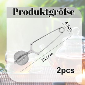 Pack of 2 Tea Tongs for Loose Tea, Stainless Steel Tea Infuser for Loose Tea, Tea Infuser, Tea Tongs with Rustproof Handle, Kitchen Aid for Tea and Spices, Sieve Tongs for Tea Lovers (4.5 x 15.5 cm)