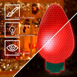 Whaline 56Pcs Christmas Reflective Car Magnets Kit 36Pcs Colorful Bulb Light Magnets with 20Pcs Lines Refrigerator Garage Magnet Decals for Xmas Party Window Mailbox (Not for Aluminum Alloy Vehicle)