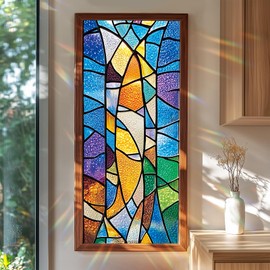 SHENGYUMY Stained Glass Window Film Mosaic Window Film Stained Decals Static Cling Sun Blocking Decor for Home Office Windows Doors Glass Partitions 17.7x39.3 inch