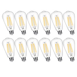winsaLED 12 Pack 100 Watt Equivalent LED Edison Bulbs, 9W LED Light Bulbs, 2700K Soft Warm with E26 Standard Base, 120V Not-Dimmable, CRI 90, 1250LM