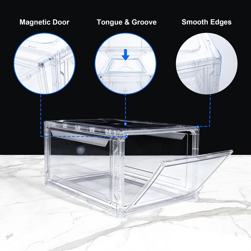 AOHMPT Upgraded 12 Pack Shoe Box,Acrylic Clear Shoe Boxes,Drop Front