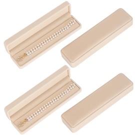 LETURE 4 Pieces Velvet Bracelet Necklace Pendant Jewelry Box, Small Long Jewelry Watch Gift Box for Proposal, Wedding, Engagement, Christmas (RED-4PCS)