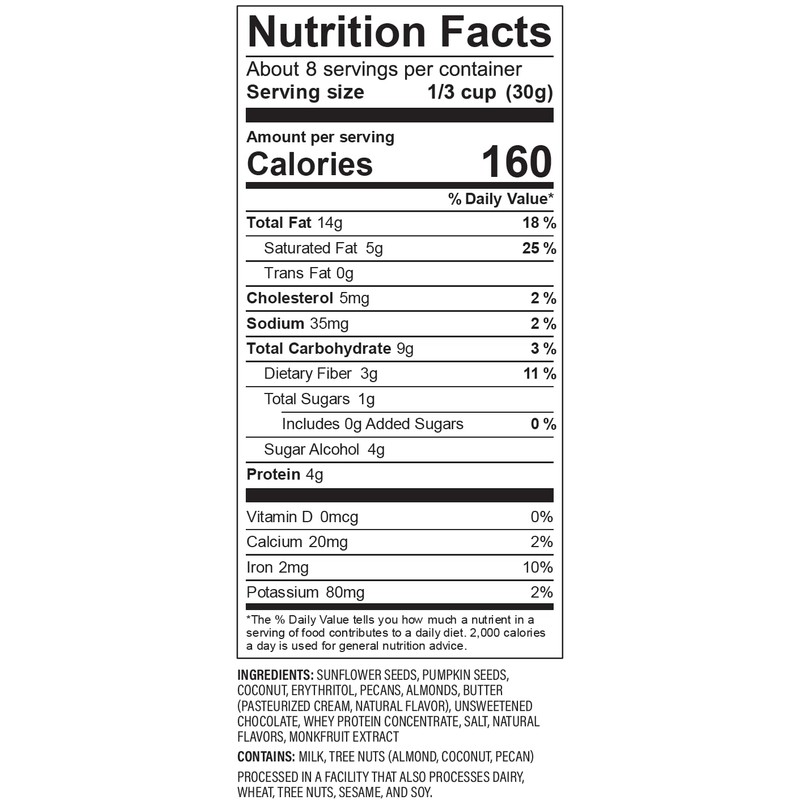 NuTrail Nut Granola Cereal, Dark Chocolate, No Sugar Added, Keto,