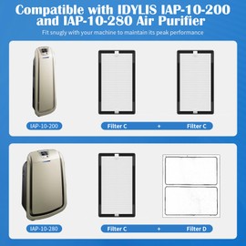 XBWW 4 Packs IAF-H-100C Filter C Replacment Kit Compatiable with Idylis Air Cleaner Purifiers IAP-10-280 & IAP-10-200 (4 Pack Hepa Filters & 4 Activated Carbon Pre-Filters)