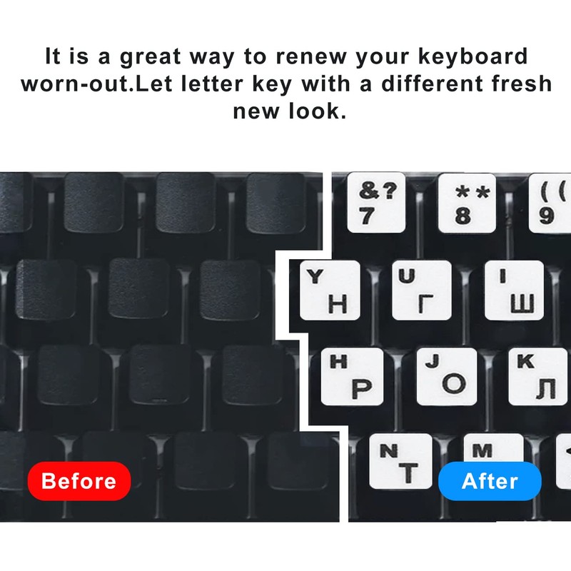 Lucocia 2PCS Universal Russian Keyboard Stickers, Keyboard Replacement Letters for