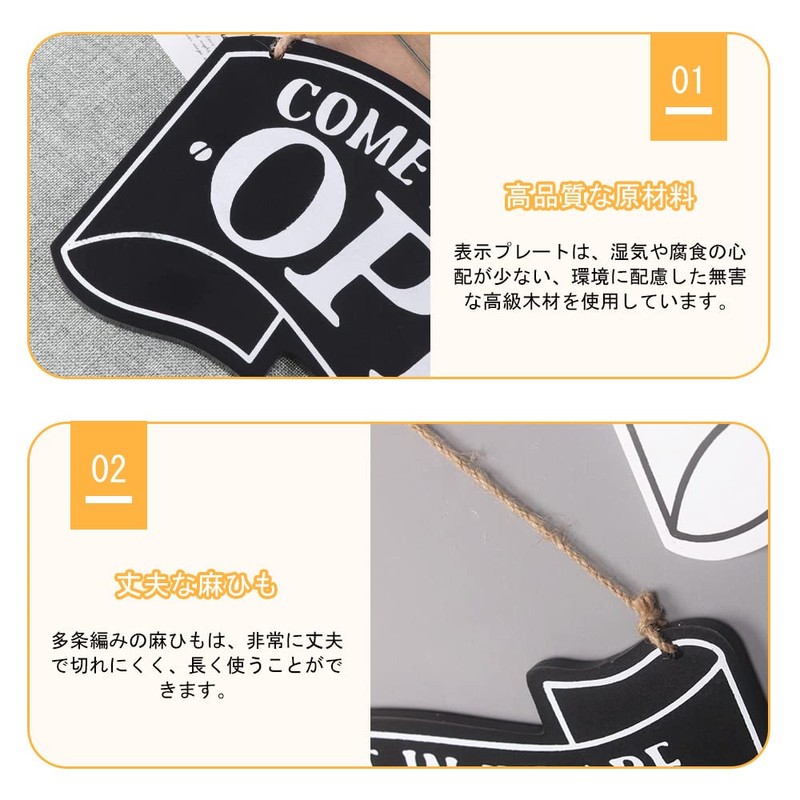BTtime Open Close Plate Wooden Double Sided Sign Board Sign