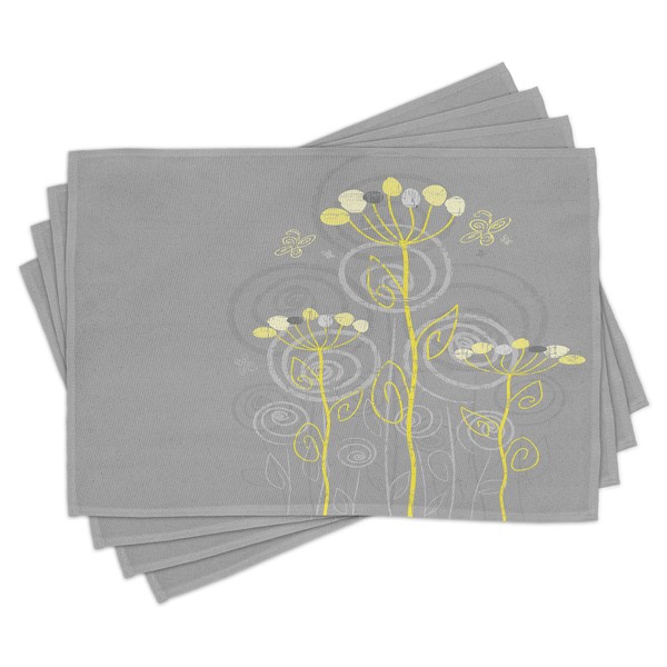 Ambesonne Grey and Yellow Place Mats Set of 8, Under