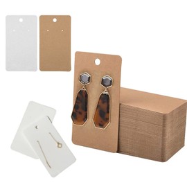 100PCS Earring Cards Cardboard Paper Jewelry Accessories Display Holder Earrings Necklace Jewelry Display, Kraft Color (Coffee)