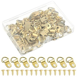 D Rings for Picture Hanging, 50 Pcs Metal D Ring Picture Hangers with Screws Picture Hanging Kit D Rings Heavy Duty Canvas Hooks