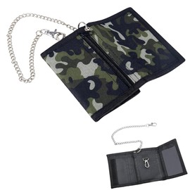 MQWDGJ Slim Camouflage Wallet, Slim Wallet, Canvas Slim Camouflage Wallets Trifold Wallets Men's Wallets with Chain Clip Zipper for Travel Sports Coin Handy Purse Cards Holder Gifts